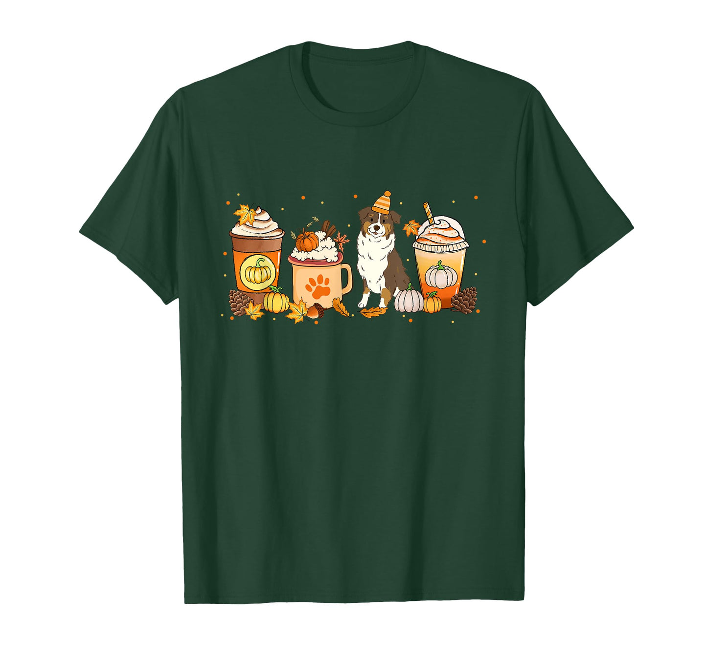 Aussie Coffee Pumpkin Spice Dog Lovers Fall Thanksgiving T-Shirt