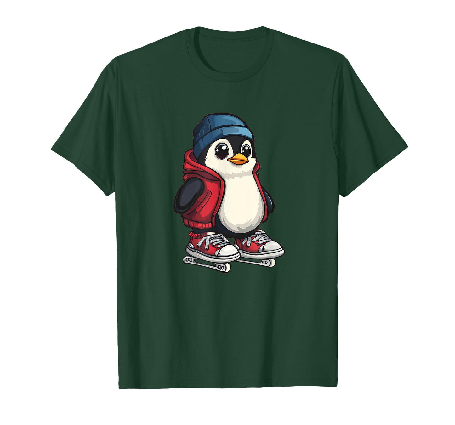 Funny Penguin Glides in Winter for Skater Lovers T-Shirt