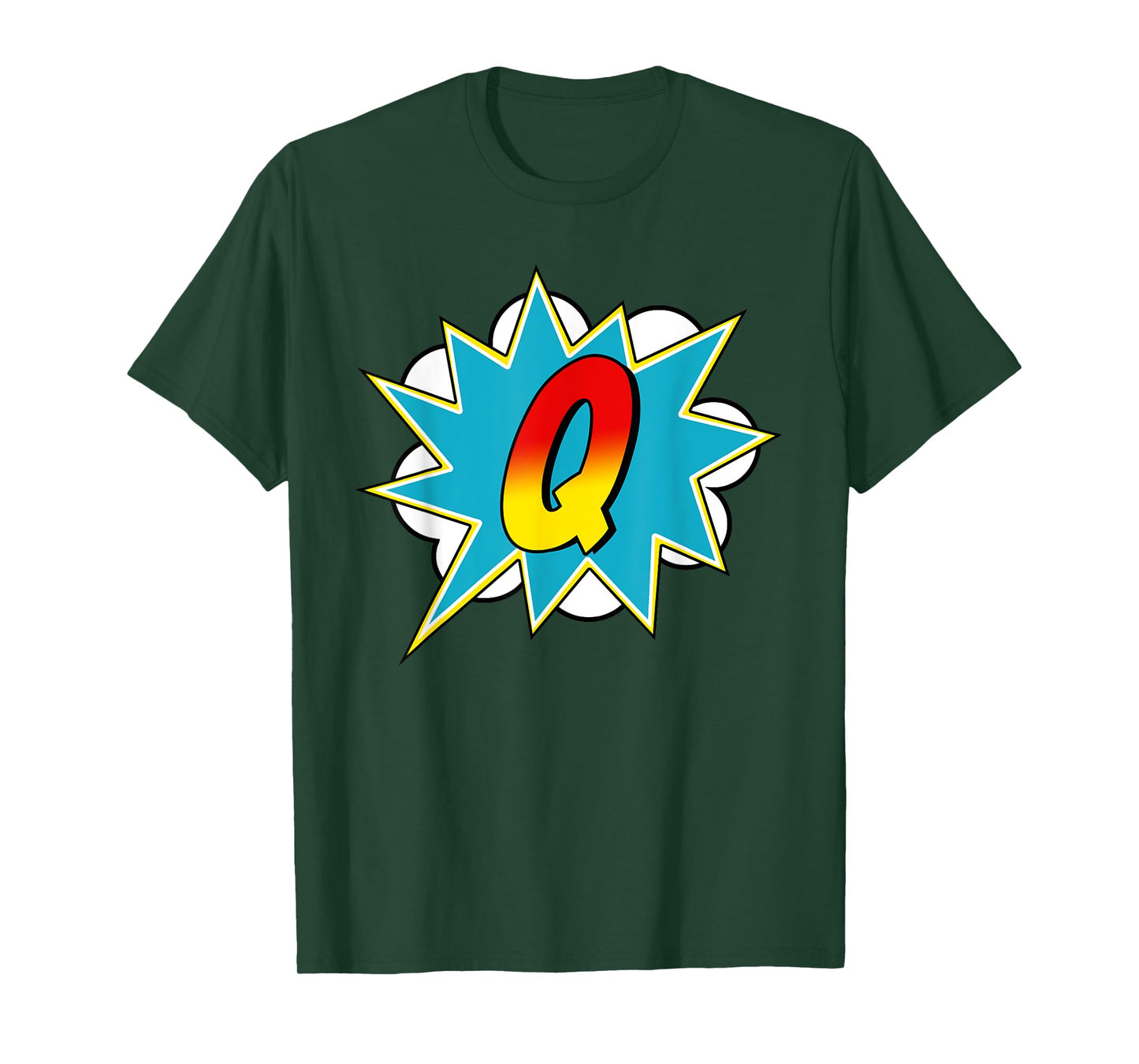 Letter Q Superhero Name Comic Letter Retro Costume T-Shirt