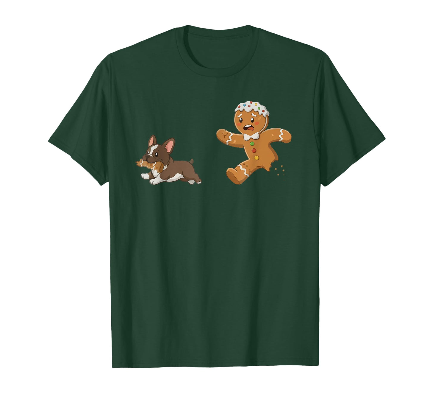 Dog Mom Shirt Gingerbread Chasing French Bulldog Christmas T-Shirt