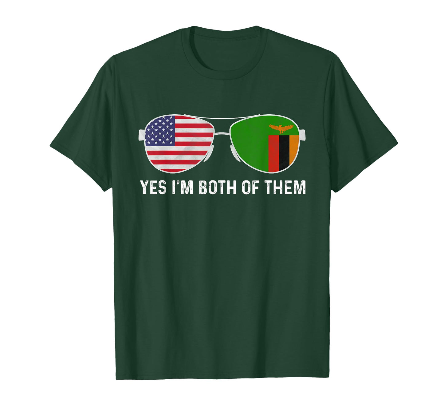 Sunglass Design Zambian American Flag Patriotic Heritage T-Shirt for Women Kids Men