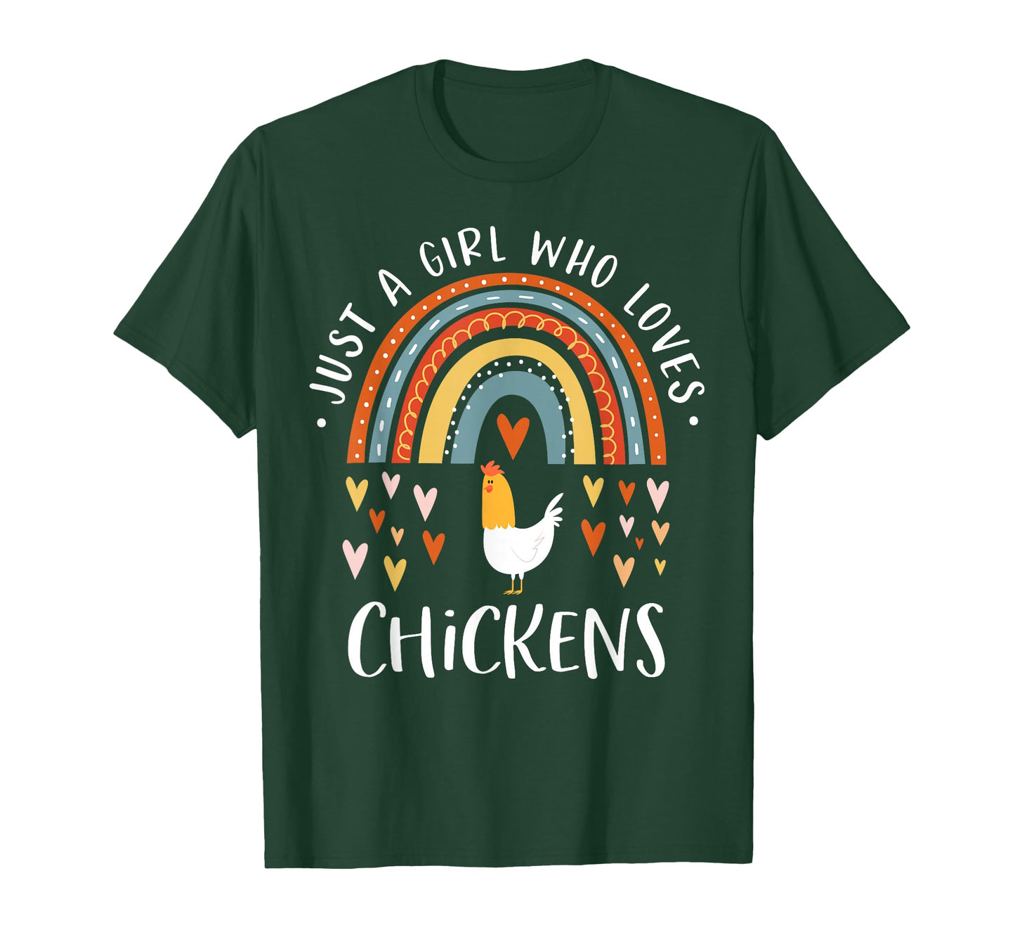 Just A Girl Who Loves Chickens Rainbow Gifts Poultry Lover T-Shirt Small