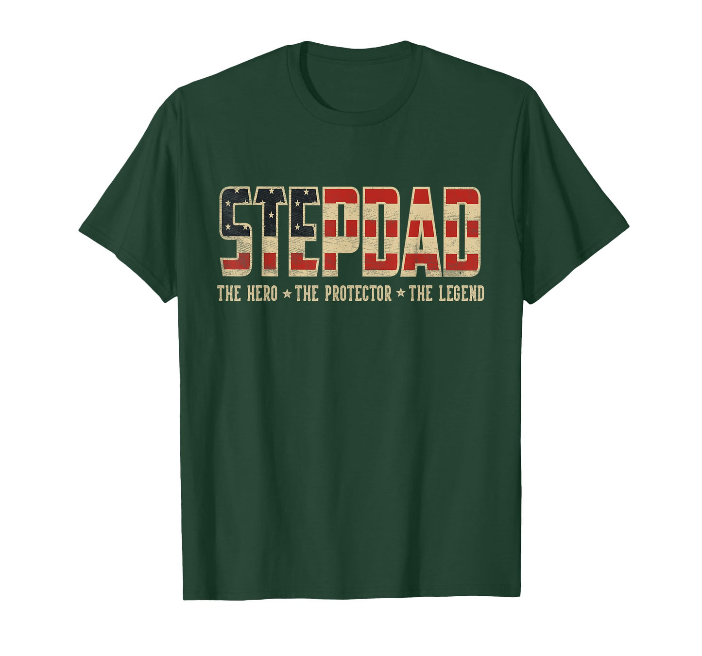 Stepdad Protector Hero Legend USA Flag Stepdad Father's Day T-Shirt