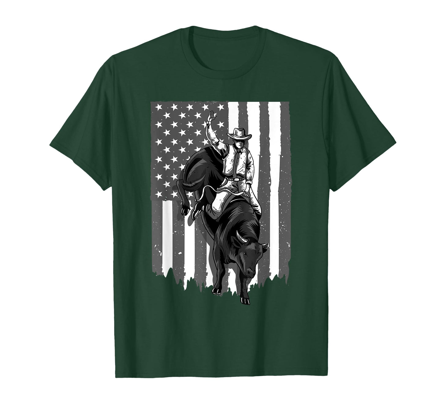 American Flag Bull Riding Cowboy 4th Of July Patriotic Rodeo T-Shirt