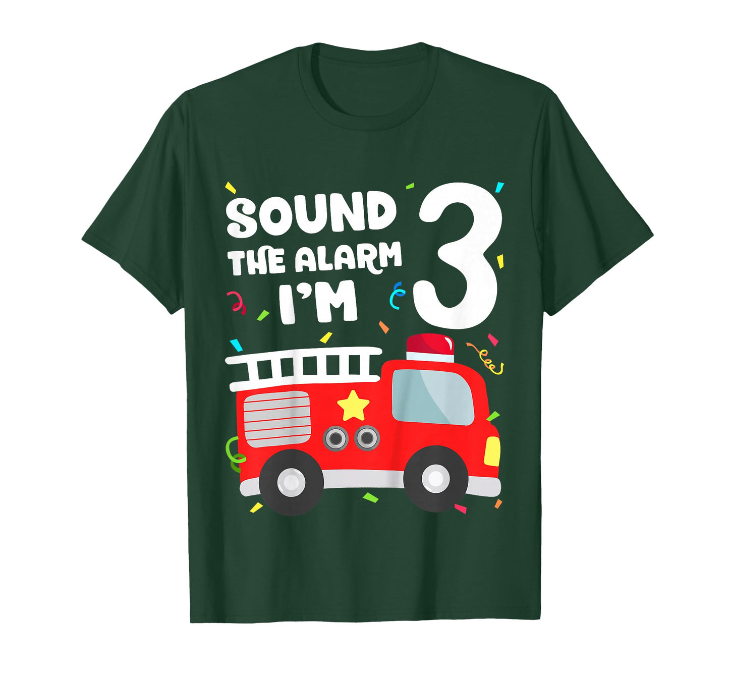 Kids Fire Truck 3rd Birthday Toddler Boy Firefighter 3 Year Old T-Shirt