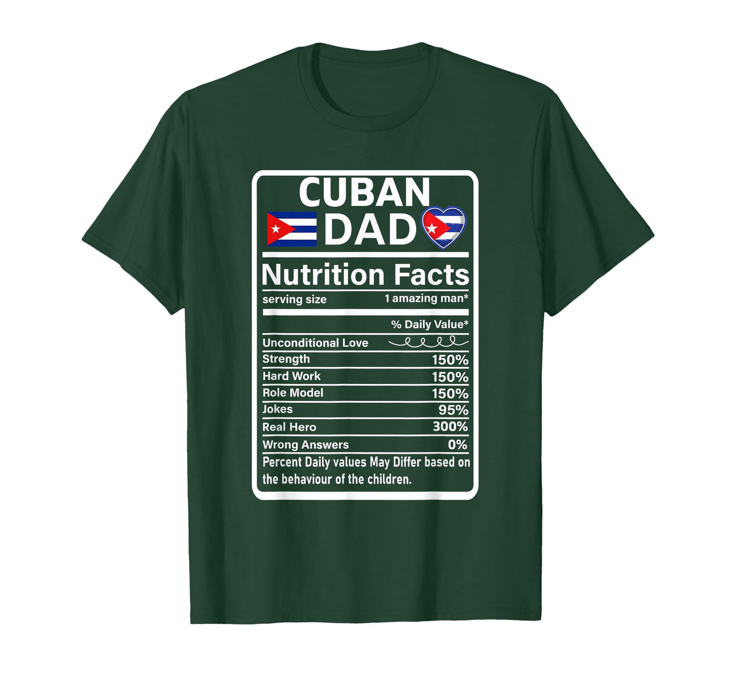 Cuban Dad Nutrition Facts For Men Mens Cuba Flag Pride Funny T-Shirt