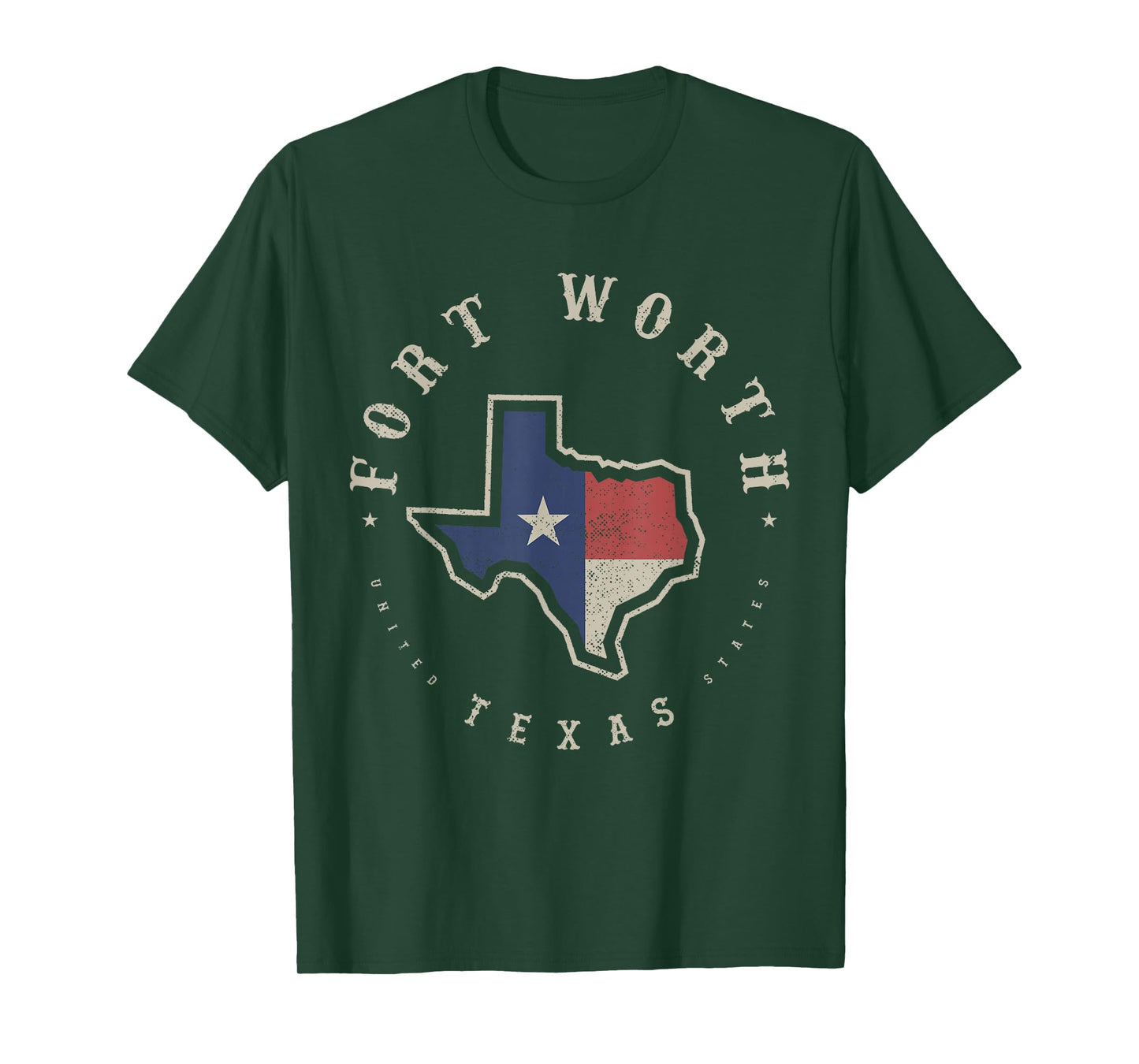 Vintage Fort Worth Texas State Flag Map Souvenir Gift T-Shirt