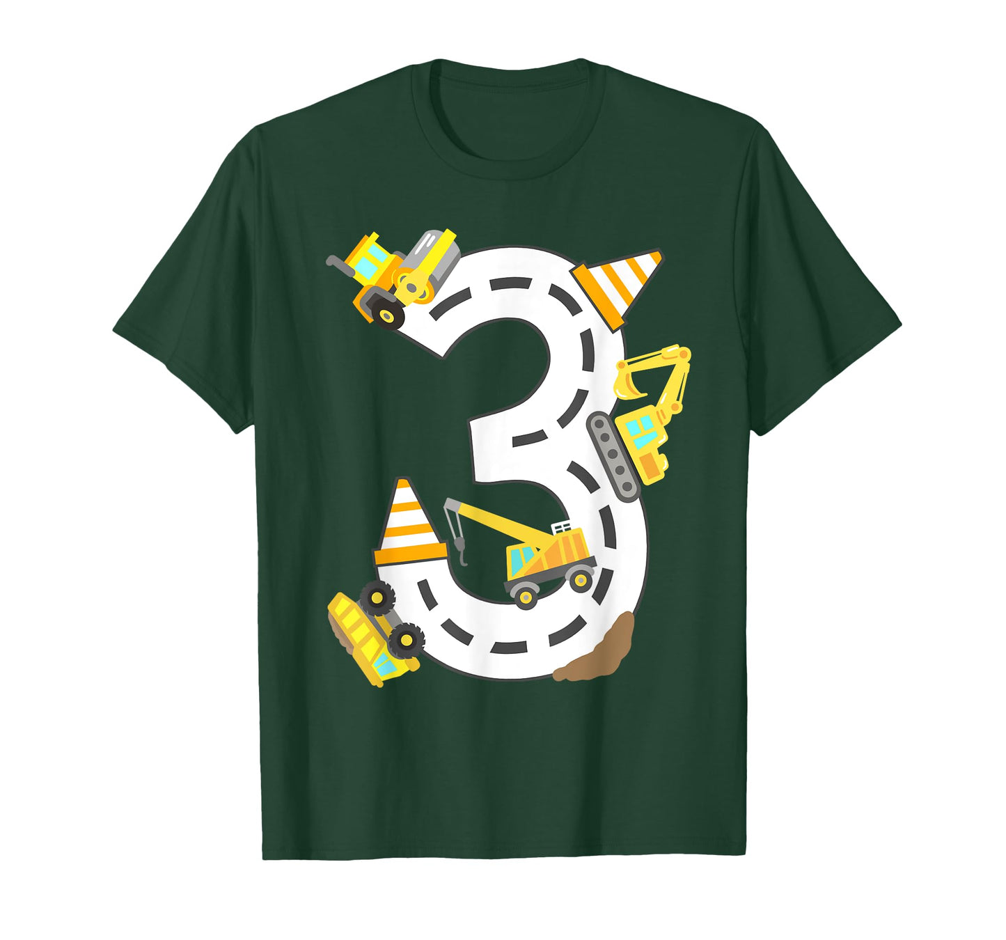 3rd Construction Birthday Party Excavator Boys 3 Years Old T-Shirt
