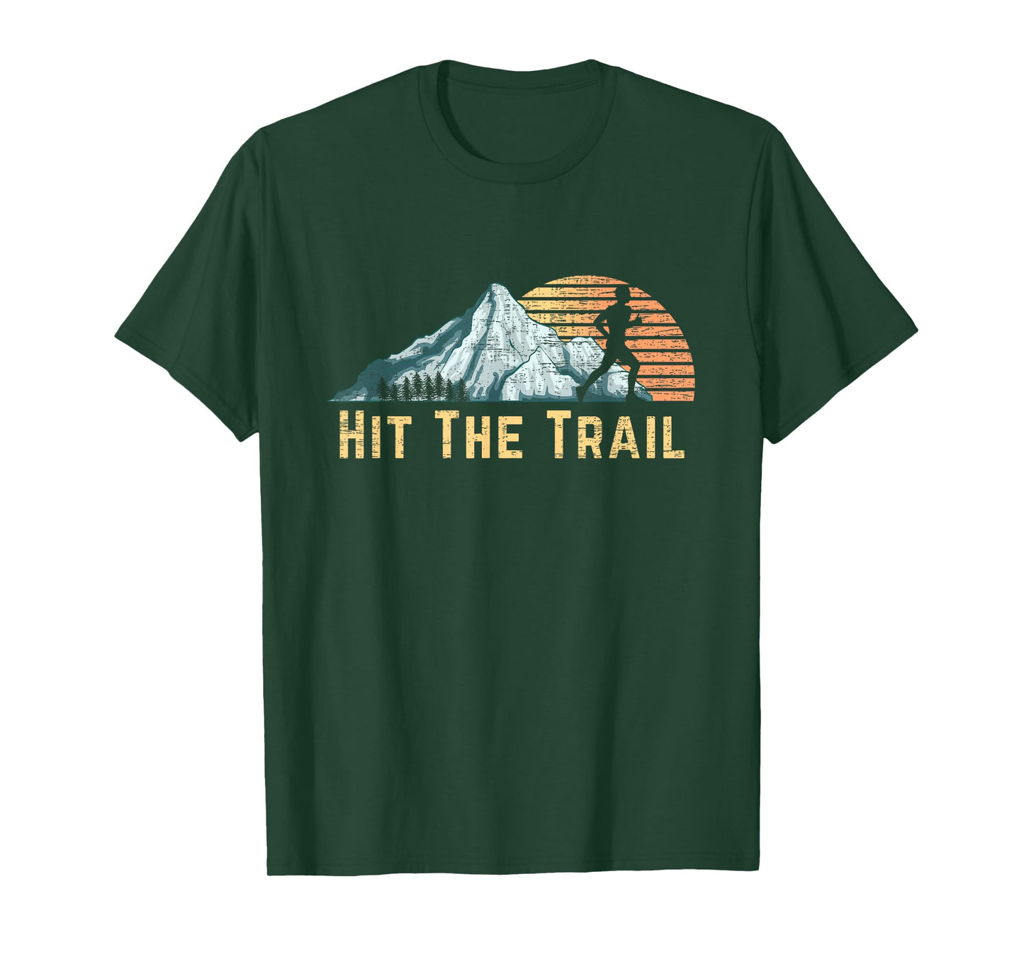 Hit The Trail Vintage Mountain Runner Retro Trail Running T-Shirt