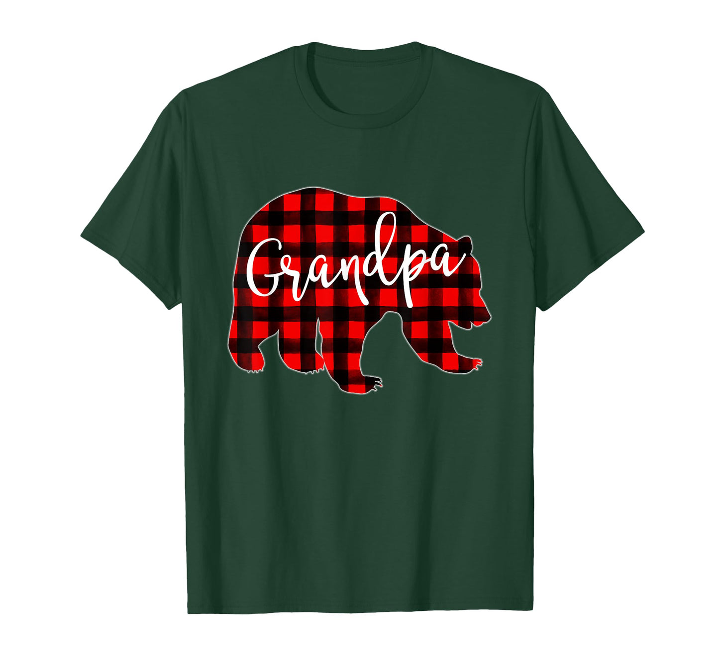Red Plaid Grandpa Bear Matching Family Christmas Eve Buffalo T-Shirt
