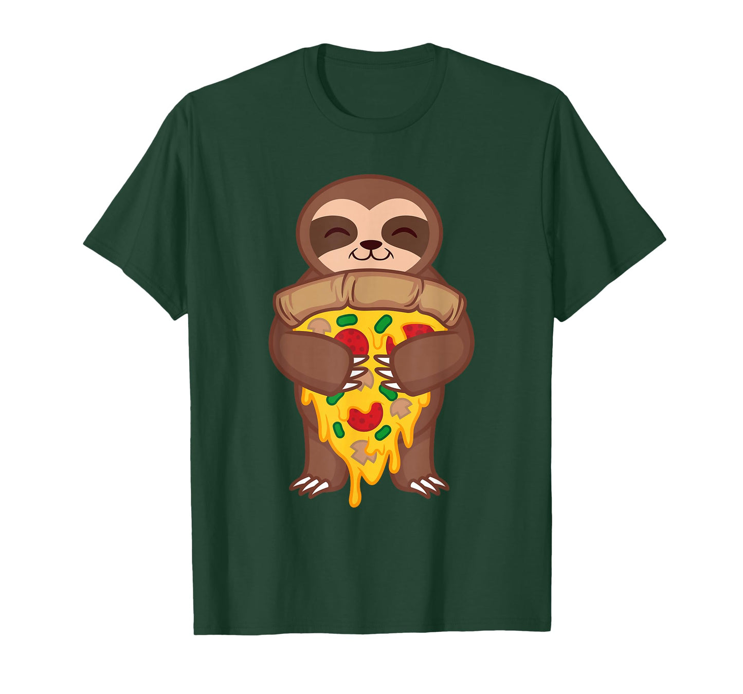 Sloth Holding Pepperoni Pizza Funny Foodie Animal Lover Gift T-Shirt
