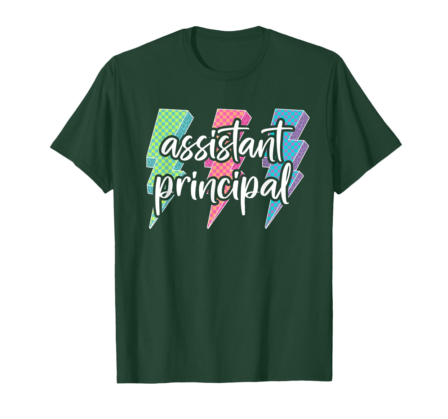 Checkered Assistant Principal Lightning Bolt First Day Women T-Shirt