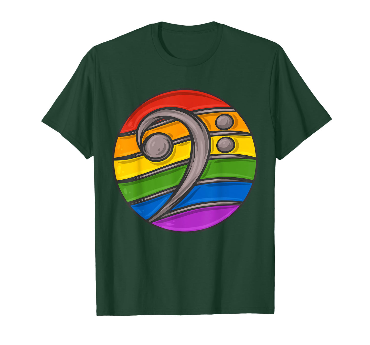 Bass Clef Headphones Notes Music Song Musician Rainbow T-Shirt