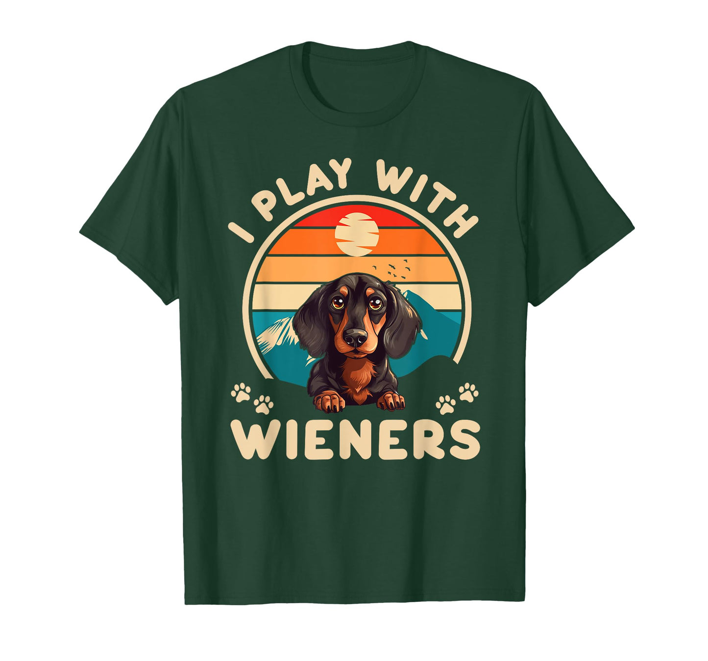 Dachshund I Play With Wieners Weiner Doxie Dog Lover Retro T-Shirt