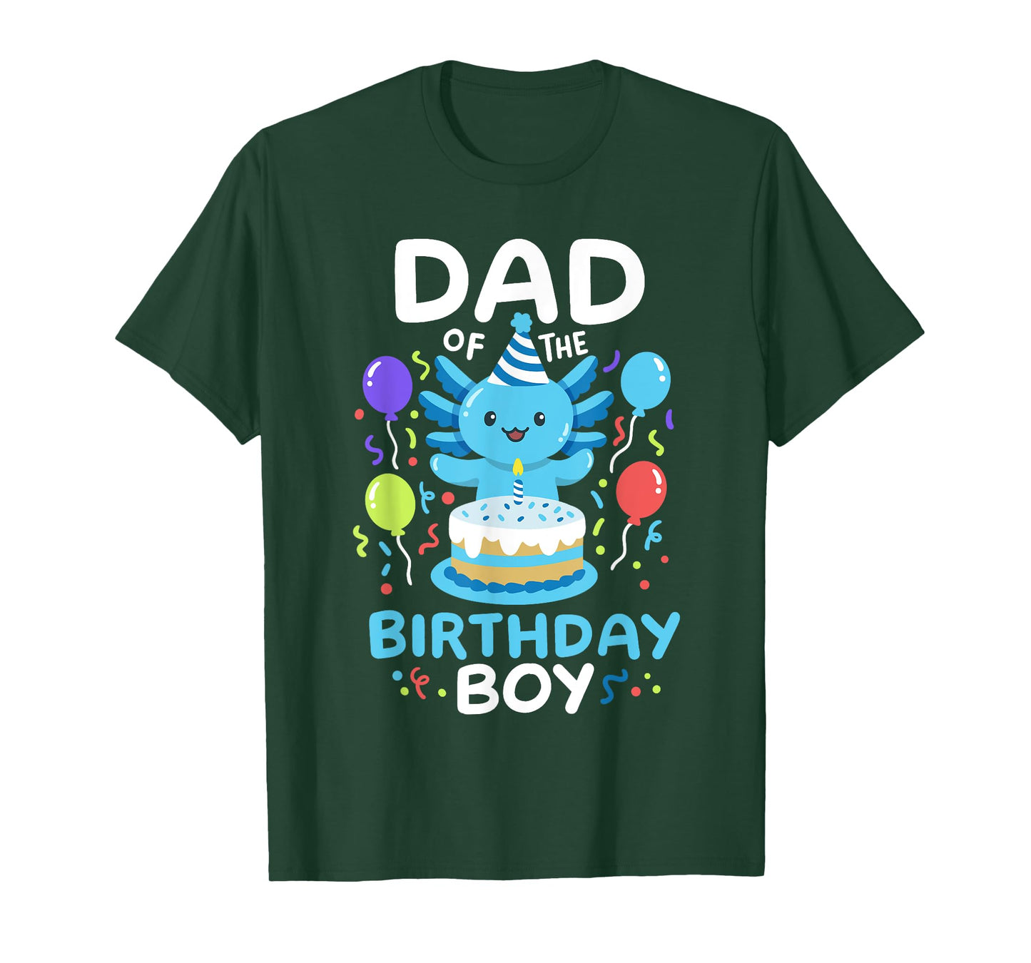 Dad Of The Birthday Boy Kids Axolotl Bday Family Matching T-Shirt