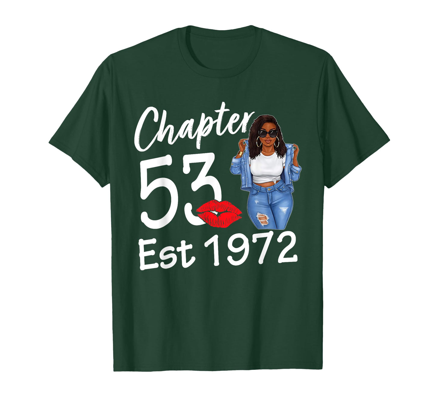 Chapter 53 Est 1972 53rd Birthday Black Afro Girl Women T-Shirt