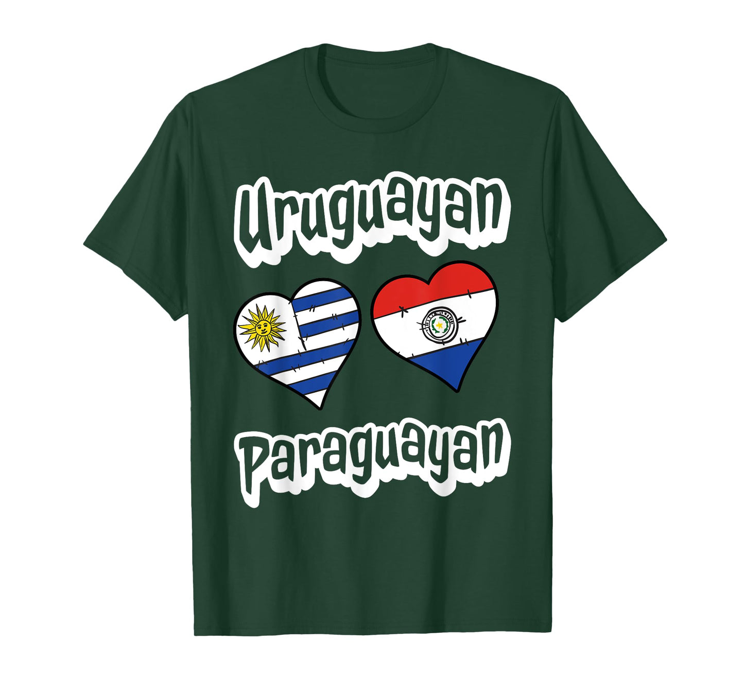 Uruguayan Paraguayan Flag Heart Combo Uruguay Paraguay T-Shirt