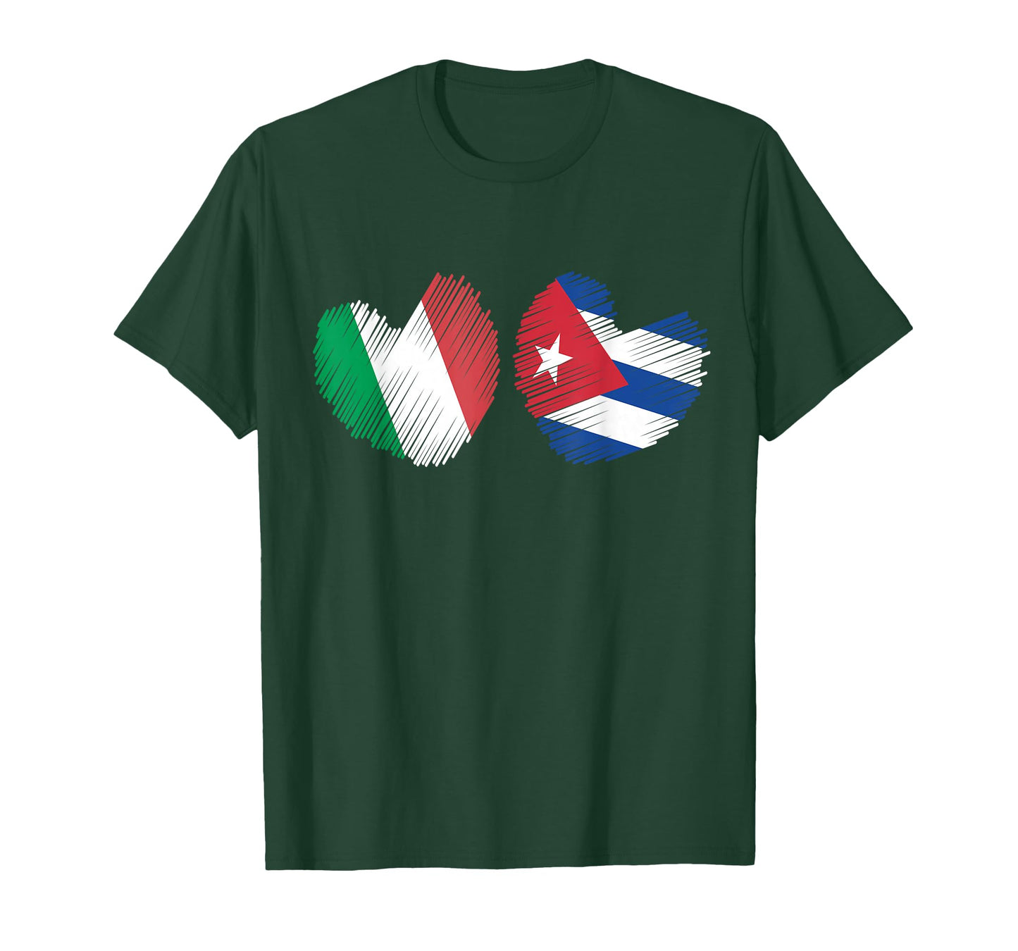 Cuba Italy Heart Italian Flag Cuban Flag Love Heart T-Shirt
