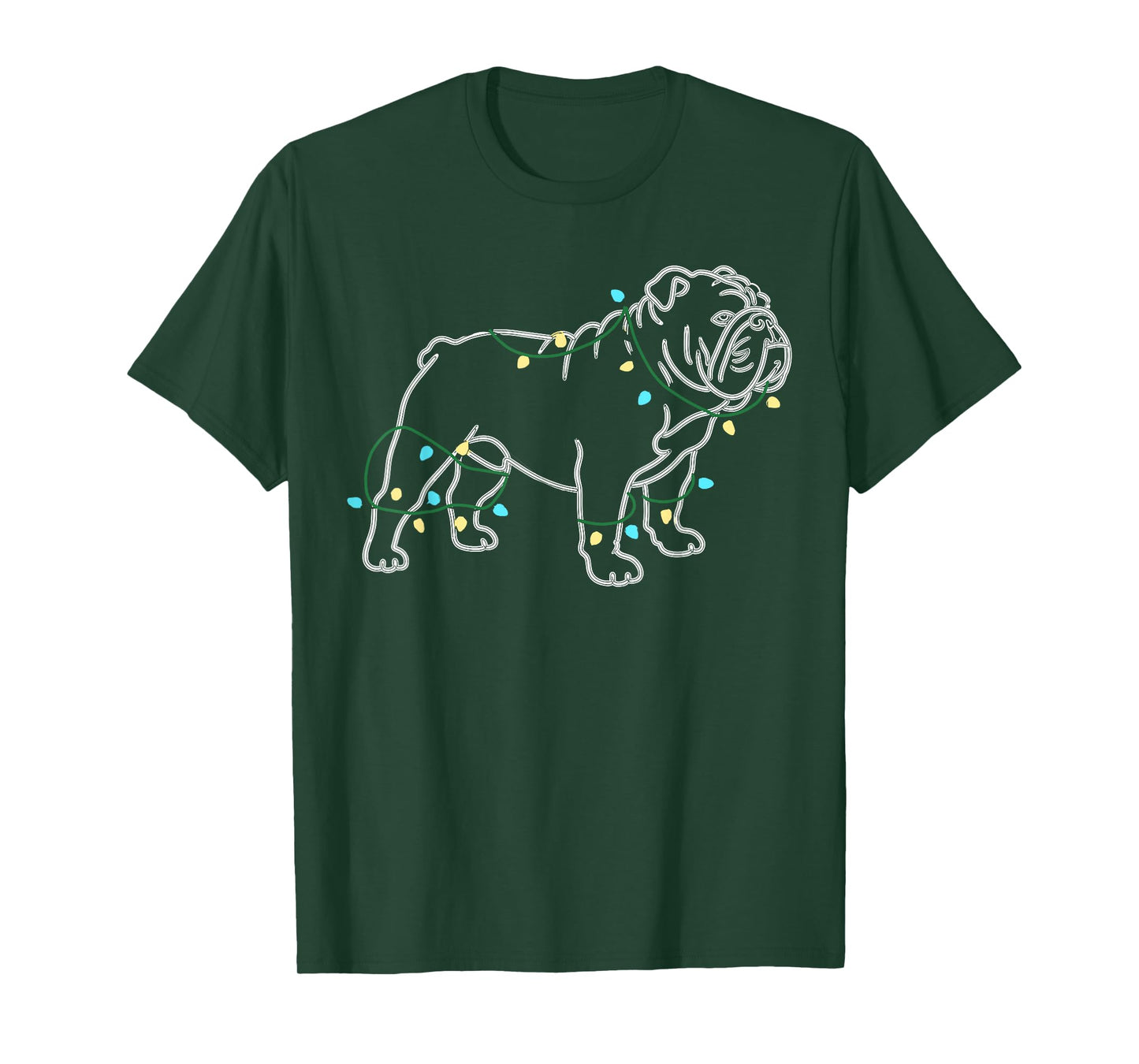 Dog Christmas Outfit, English Bulldog Christmas Lights T-Shirt