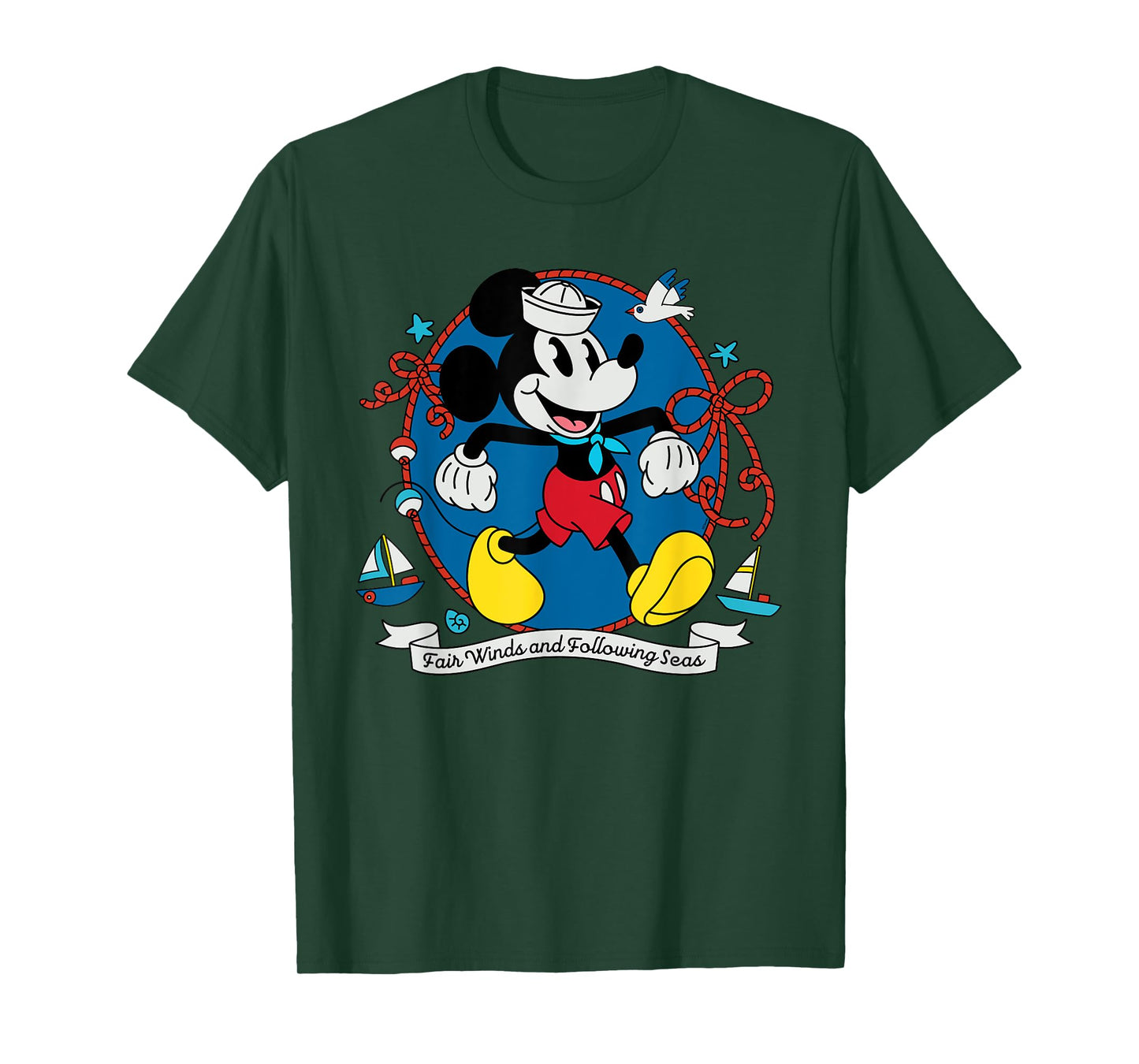 Disney Cruise Sailor Mickey Mouse Fair Winds Vacation at Sea T-Shirt