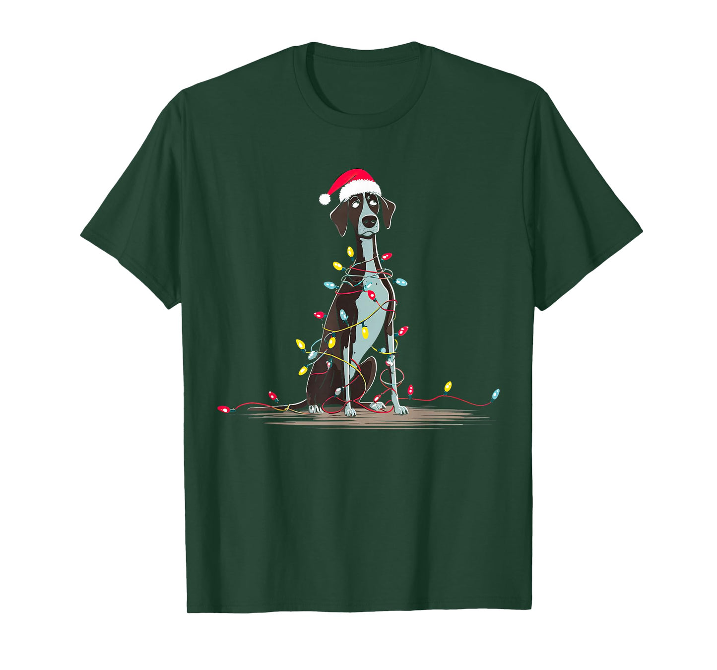 German Shorthaired Pointer Christmas Graphics Dog Lights T-Shirt
