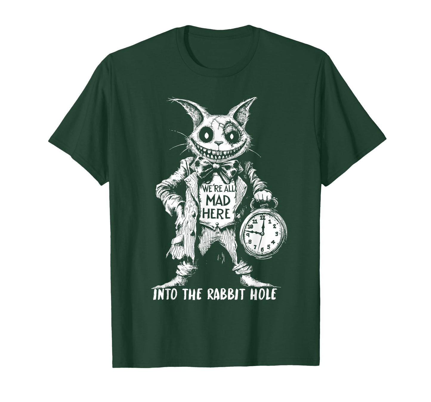 Creepy Cheshire Cat in Wonderland Gothic Fantasy Art Horror Men Women T-Shirt