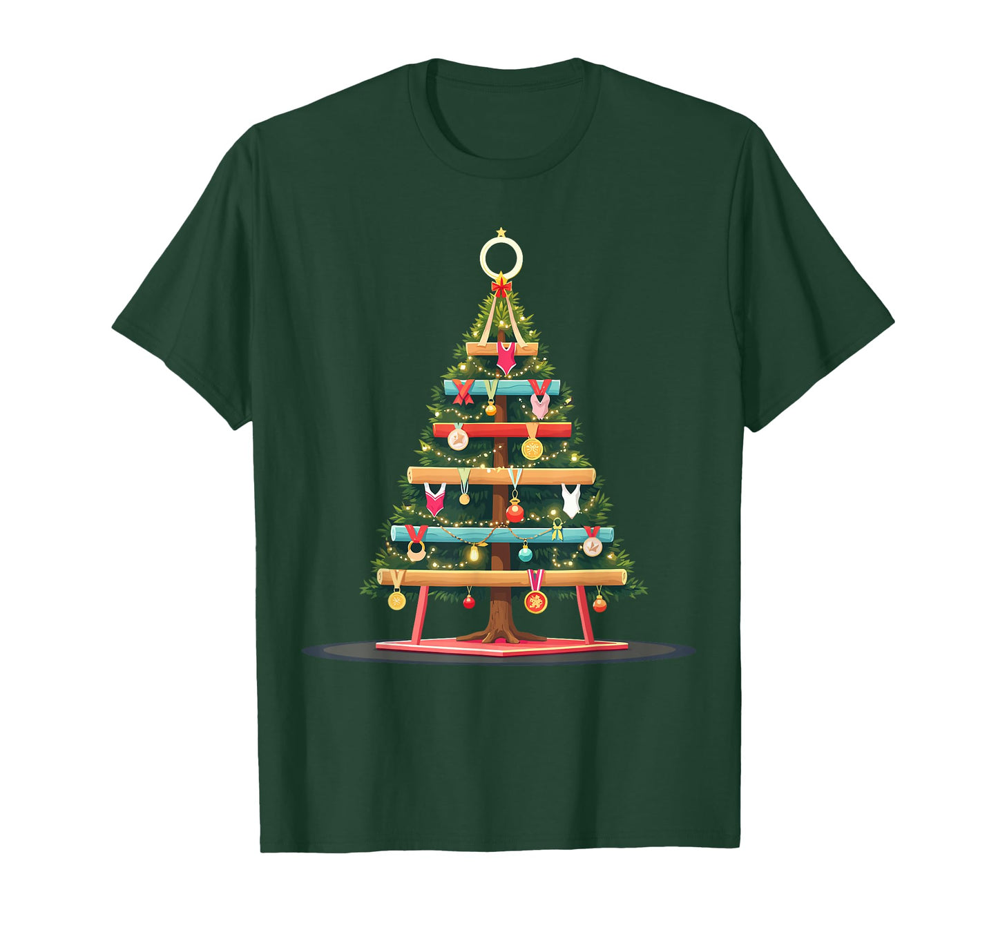Gymnastics Christmas Tree Funny Sports Lover for Gymnasts T-Shirt