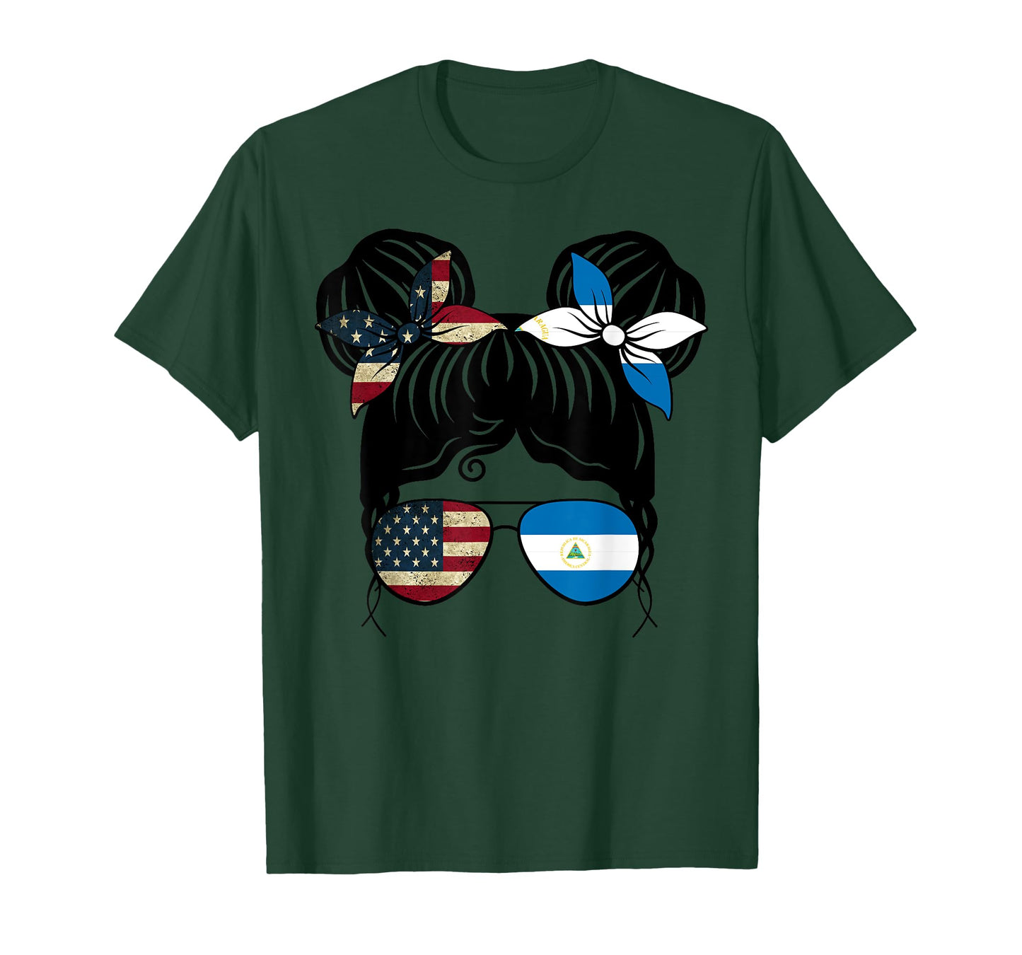 Half American Half Nicaraguan Girl USA Nicaragua Flag Kids T-Shirt