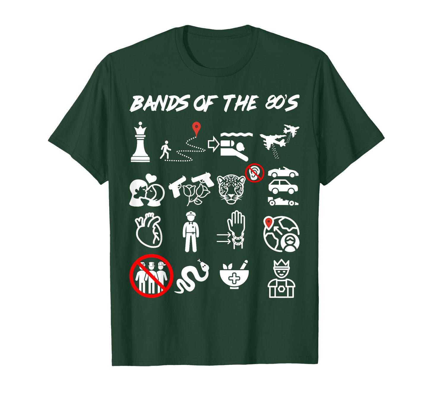 Funny Nerdy Iconic Pop Rock Bands of the 80s White T-Shirt