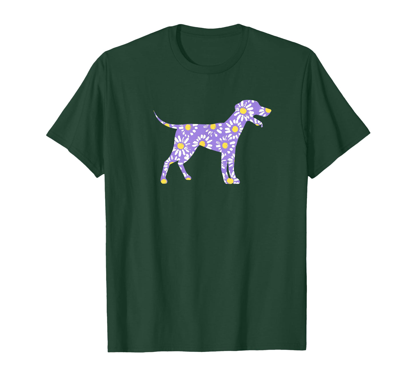 Cute Daisy Floral Print Happy Dog Lover Lavender Tops Women T-Shirt