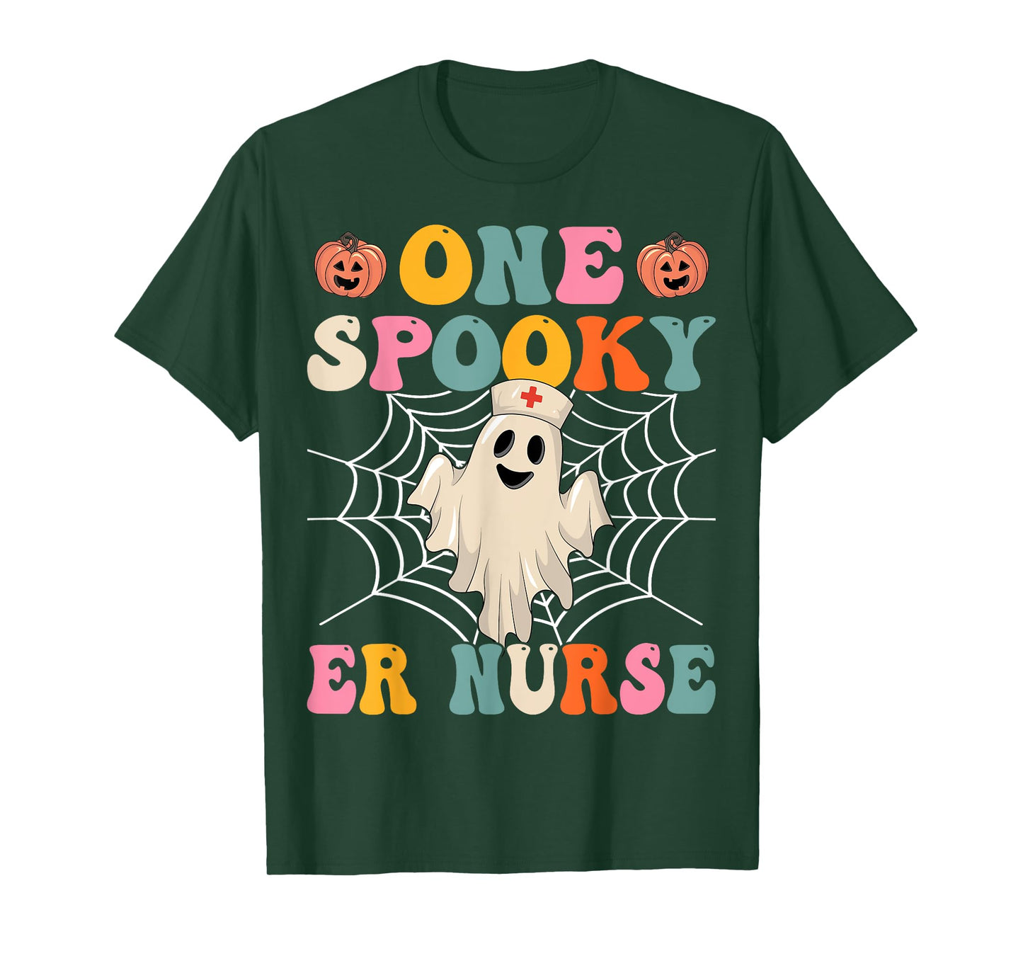 One Spooky ER Nurse Emergency Room Pumpkin Ghost Halloween T-Shirt