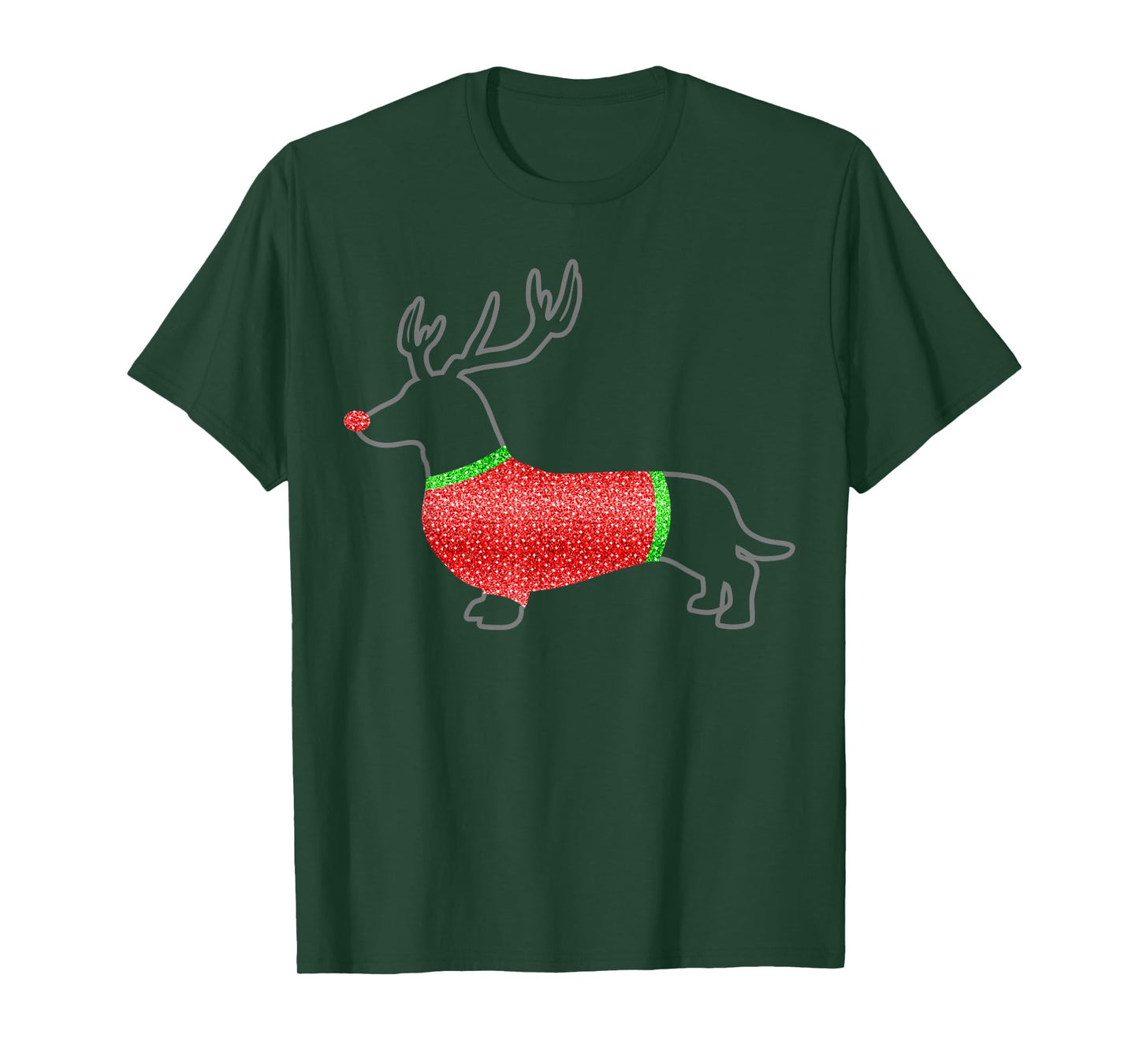 Ugly Christmas Sweater Wearing Dachshund T-Shirt T-Shirt
