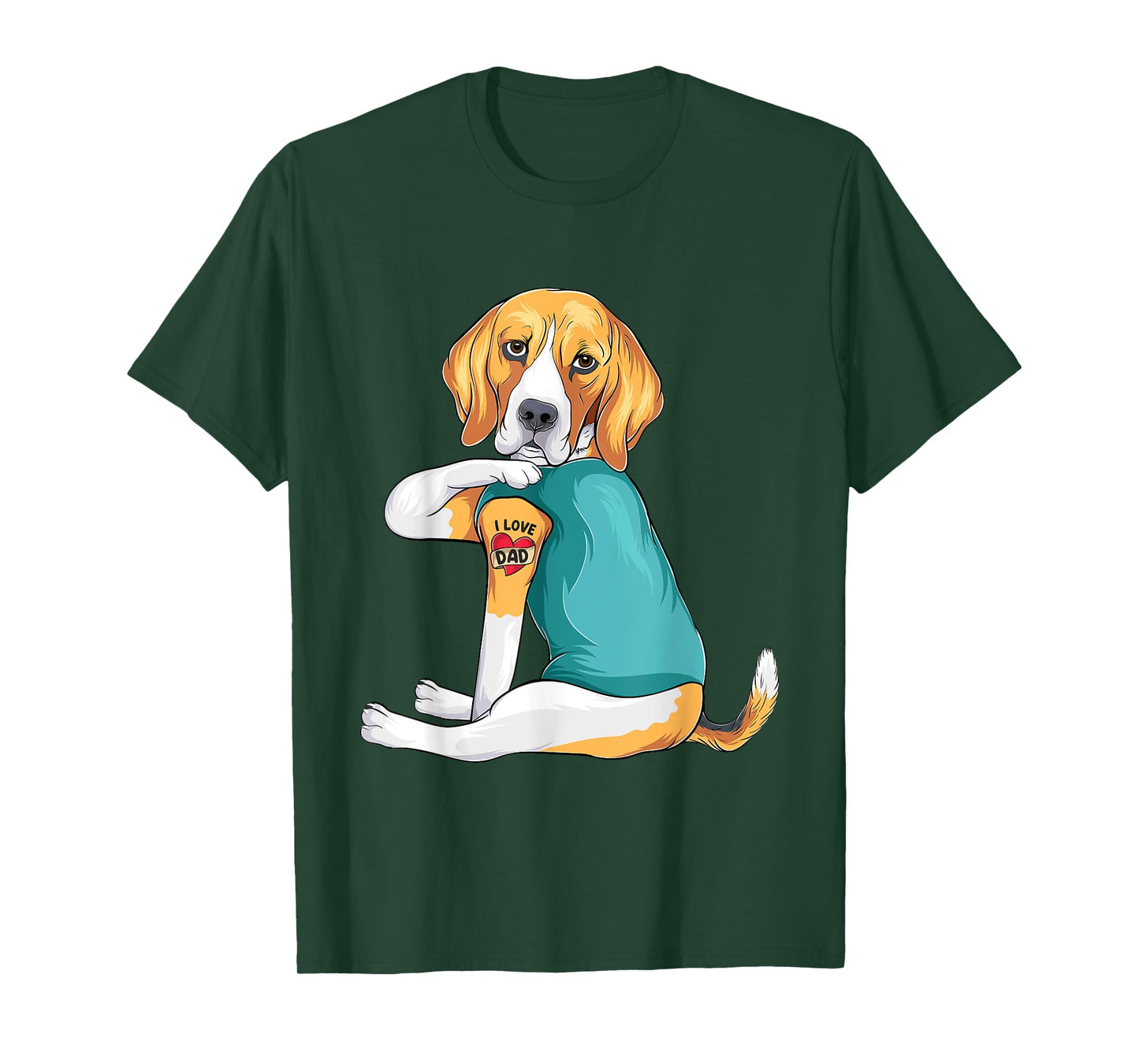 Father's Day gift funny dog Dad Beagle i love Dad tattoo T-Shirt
