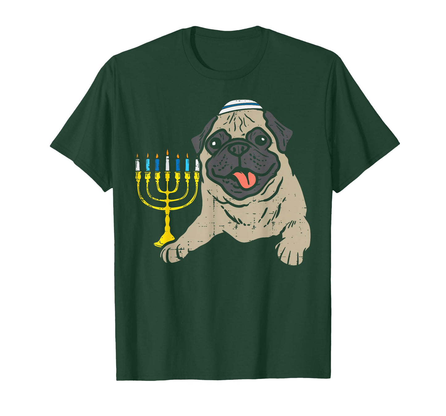 Jewish Pug Dog Menorah Hanukkah Pajamas Chanukah PJs T-Shirt