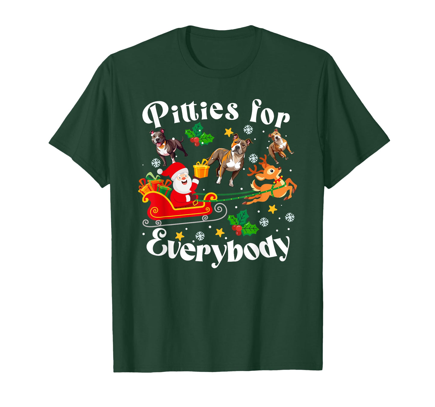 Pitties For Everybody Christmas Pitbull Dog Xmas Party T-Shirt
