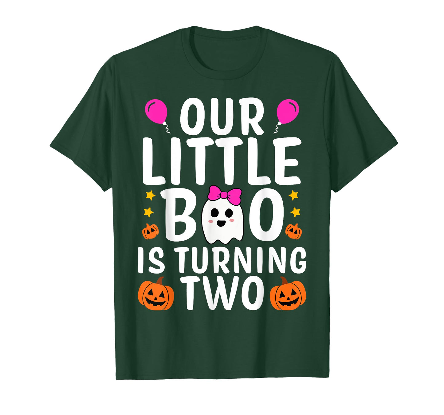 Our Little Boo Is Turning Two Yr 2nd Birthday Girl Halloween T-Shirt