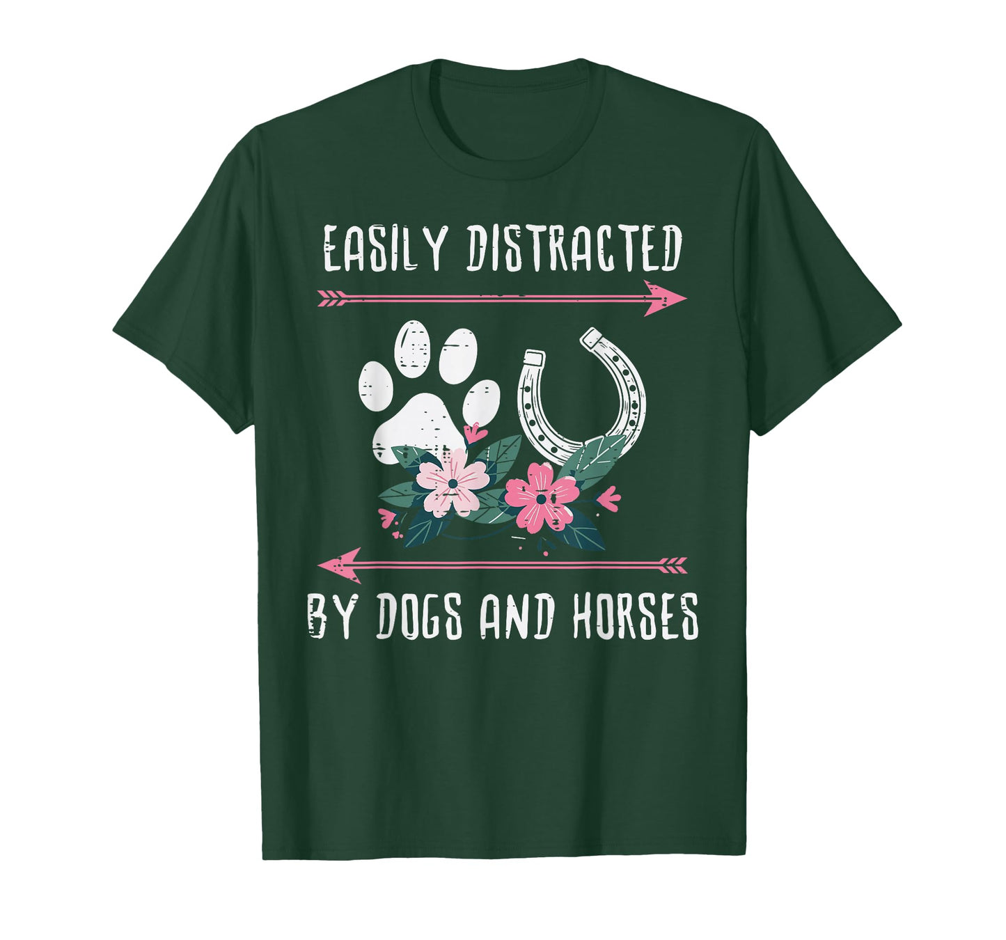Easily Distracted Dogs Horses Equestrian Women Girls Kids T-Shirt
