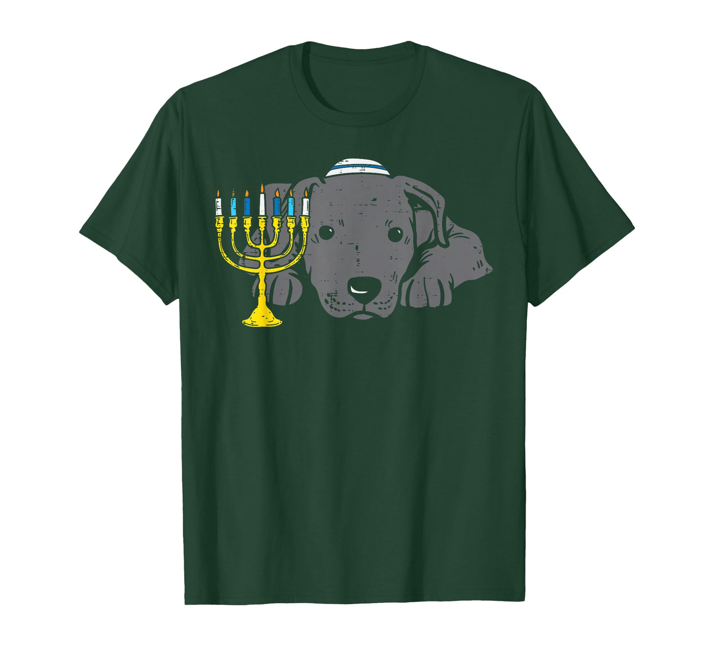Jewish Pitbull Dog Menorah Hanukkah Pajamas Chanukah PJs T-Shirt
