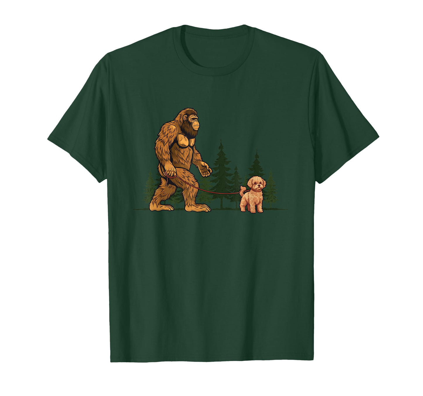Funny Maltipoo Bigfoot Dog Walking Dog Mom Dad Kids T-Shirt