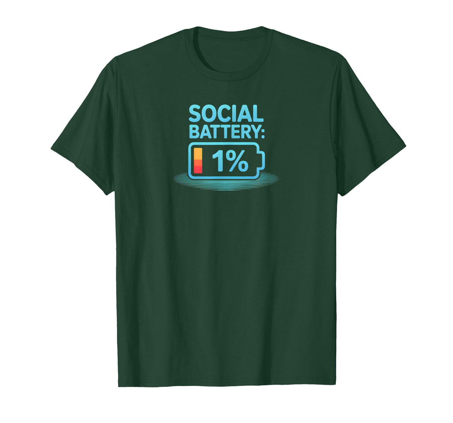 Social Battery 1 Percent Funny Introvert Low Energy Humor T-Shirt