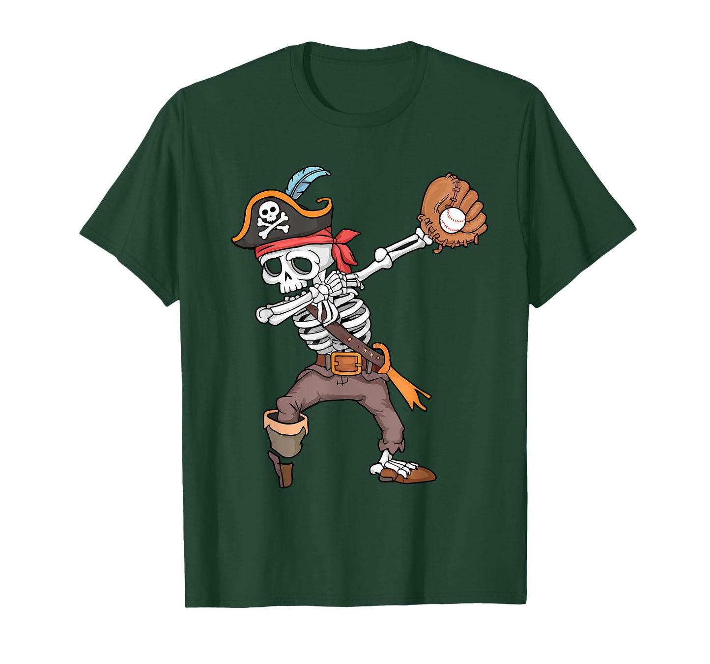 Baseball Halloween Dabbing Skeleton Pirate Dab Men Boys Kids T-Shirt