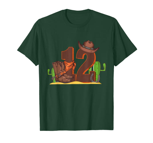 12th Birthday Boy 12 Year Old Rodeo Western Cowboy Howdy T-Shirt