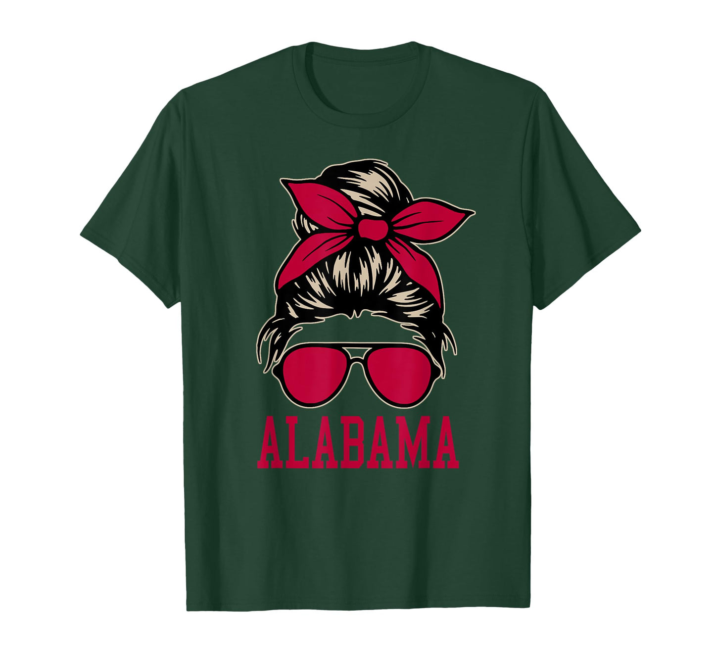 Alabama Women Girl Mom Messy Bun Hair. T-Shirt