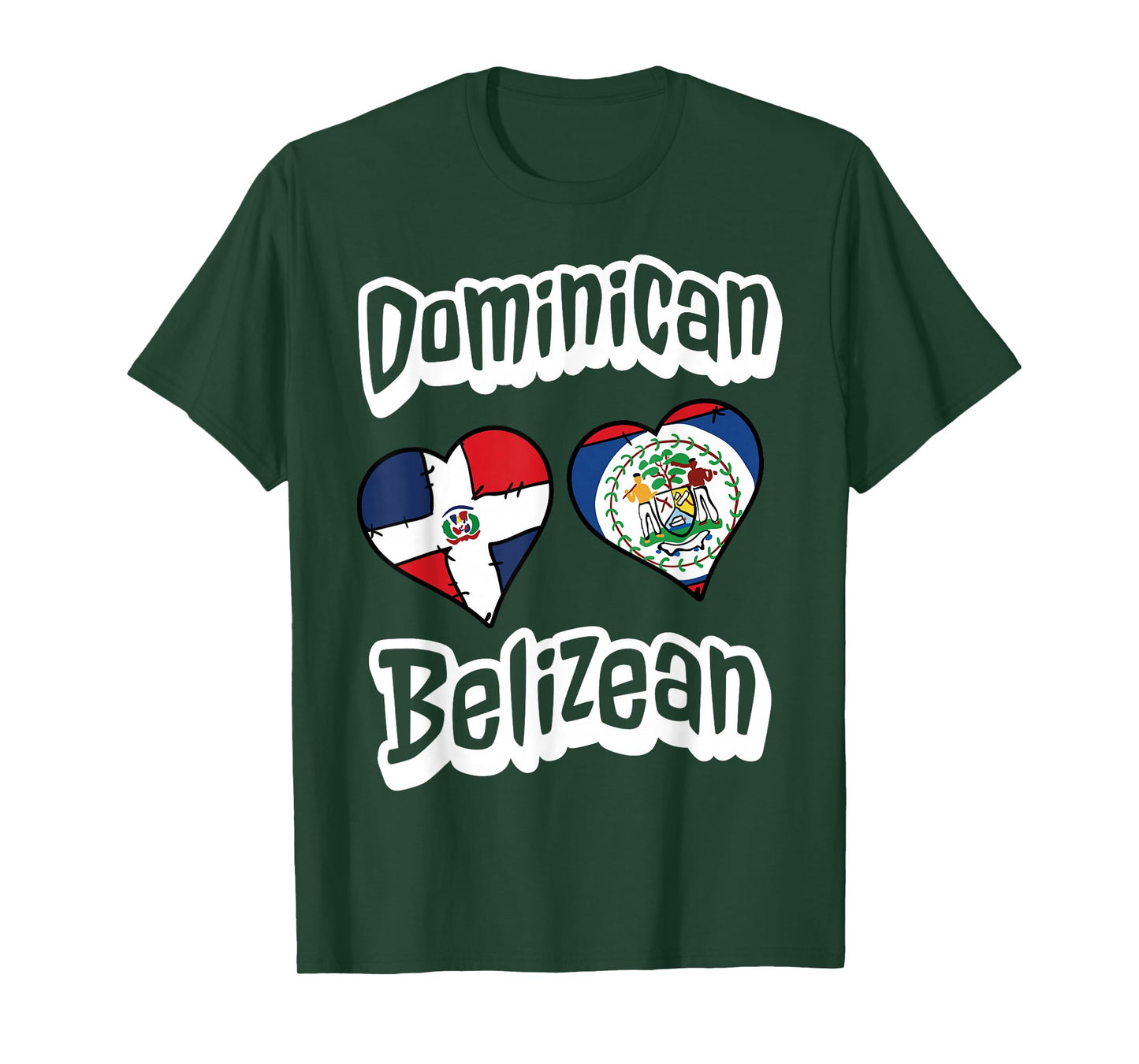 Dominican Belizean Flag Hearts Dominican Republic Belize T-Shirt