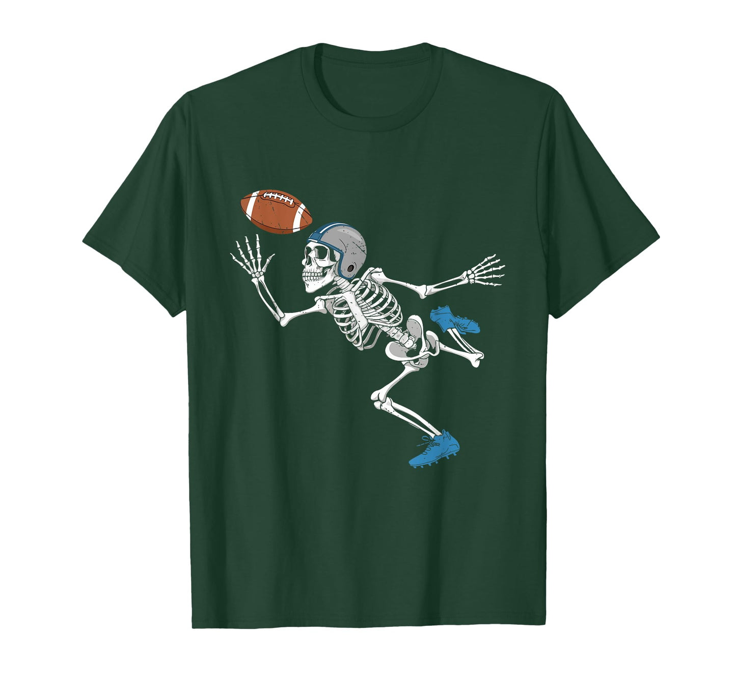 Football Skeleton Halloween Player Catcher Mens Boys Kids T-Shirt