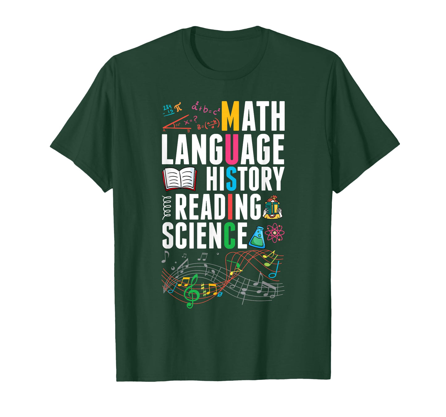 Music Teacher Music Math Language History Reading Science T-Shirt