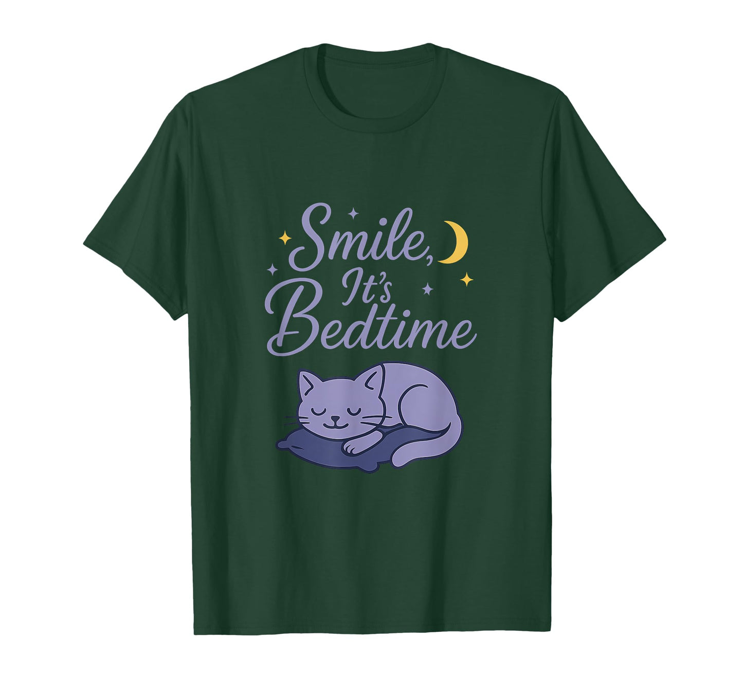 Smile It’s Bedtime Cute Cat Sleeping Graphic T-Shirt
