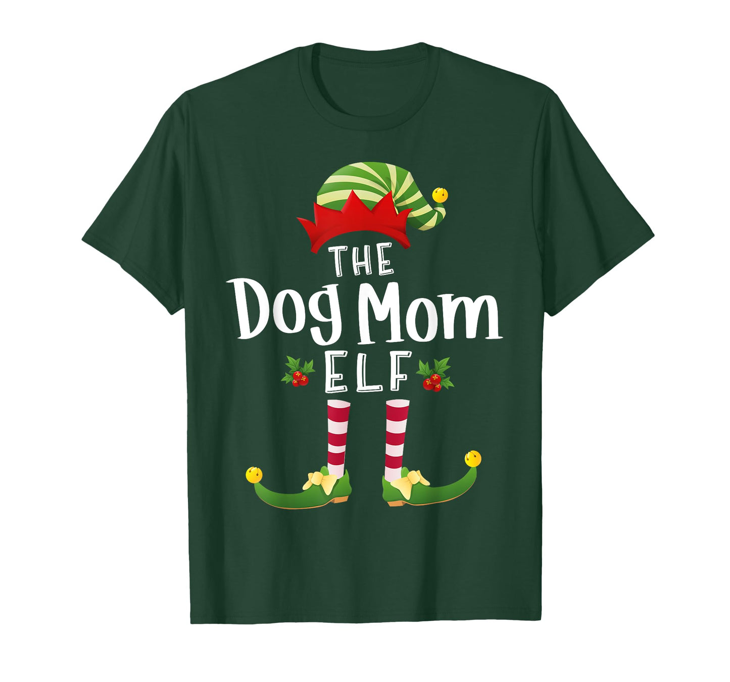 Dog Mom Christmas Elf Matching Pajama X-Mas Party T-Shirt