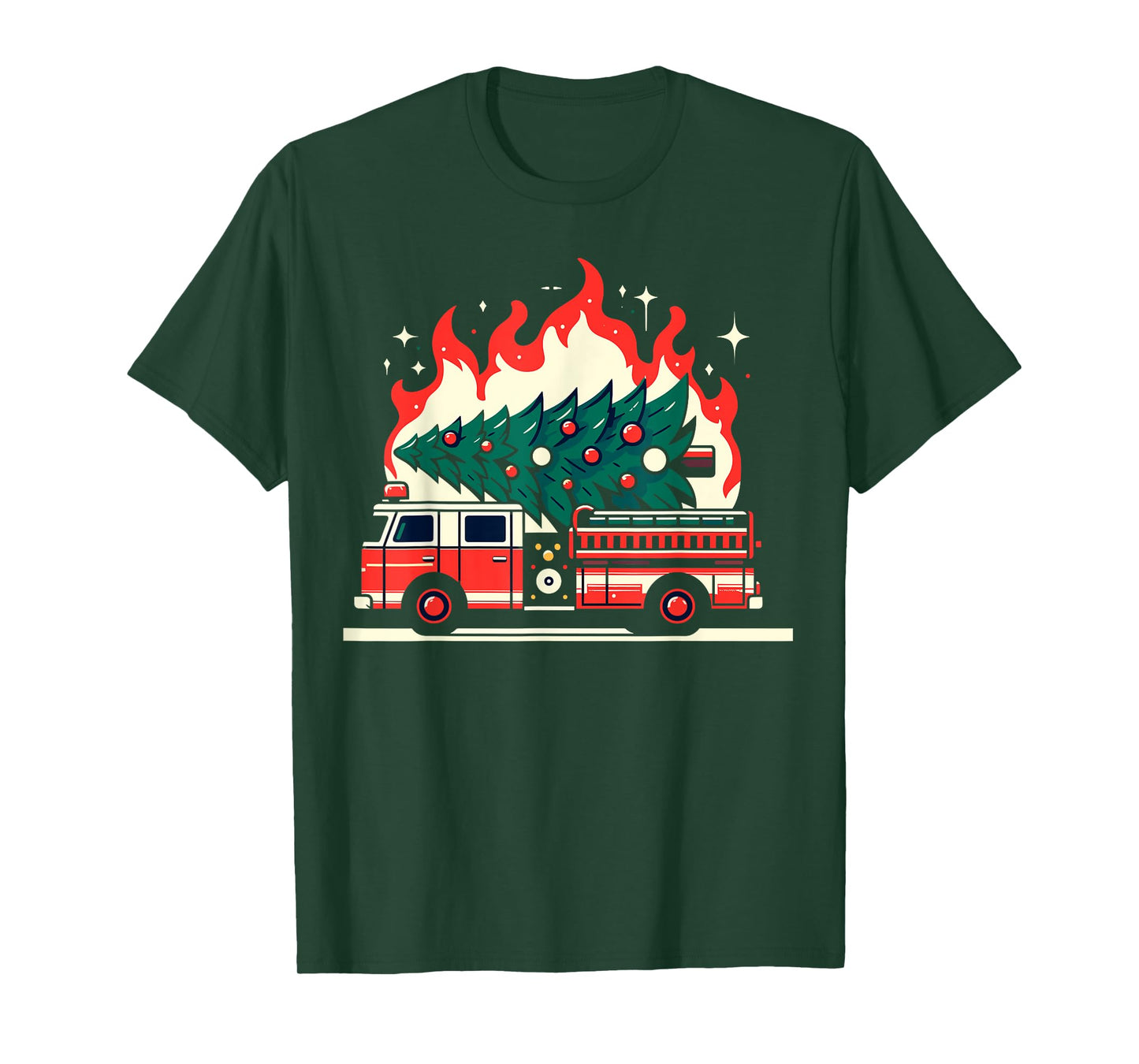 Firetruck Fireman Christmas Tree Firefighter Fire Truck T-Shirt