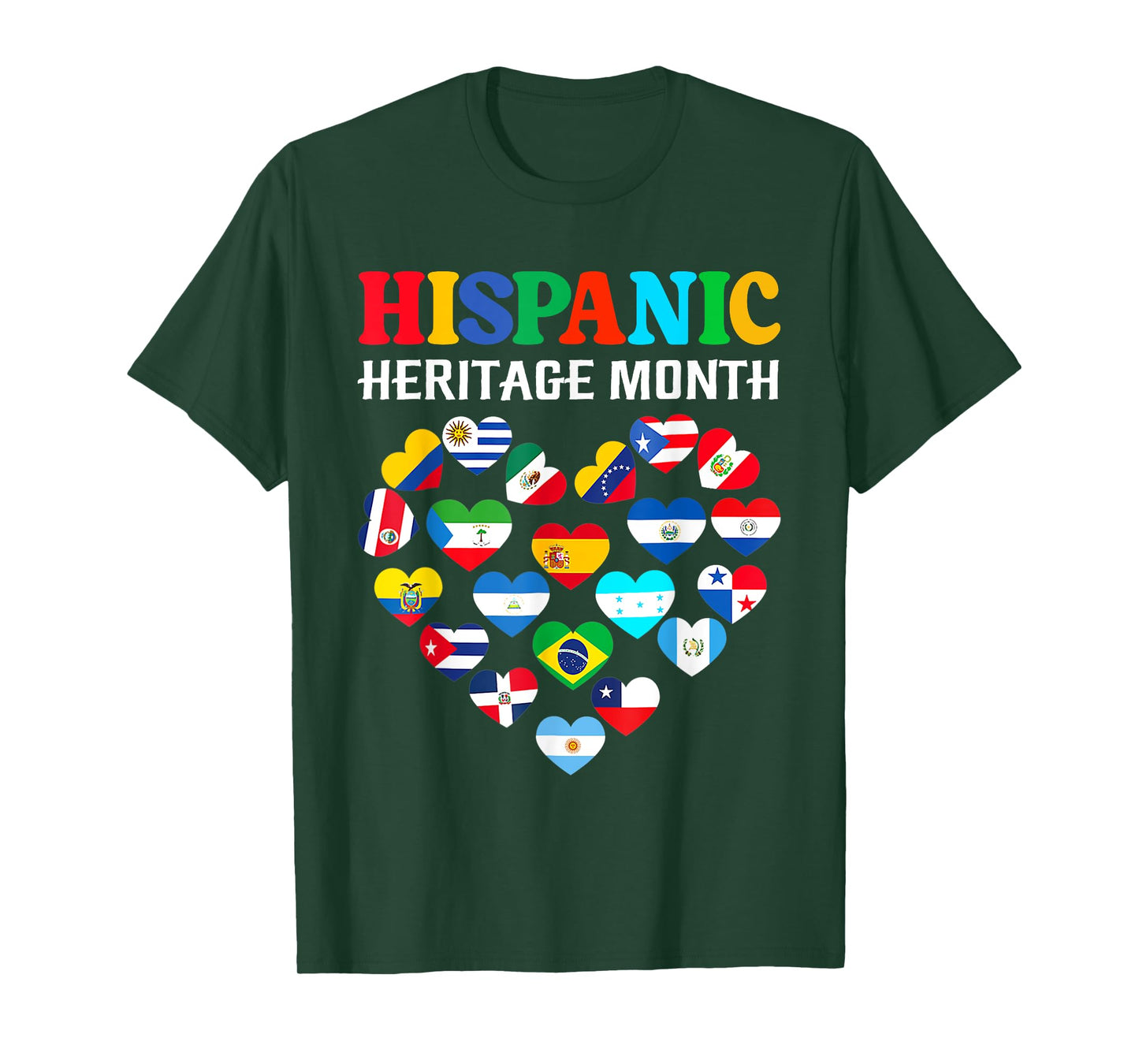 Happy National Hispanic Heritage Month All Countries Heart T-Shirt